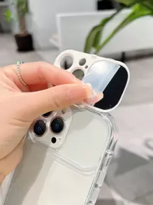 附翻轉鏡的透明手機殼相容於 iPhone15/15Plus/15Pro/15Promax - 無色 - 查看 3