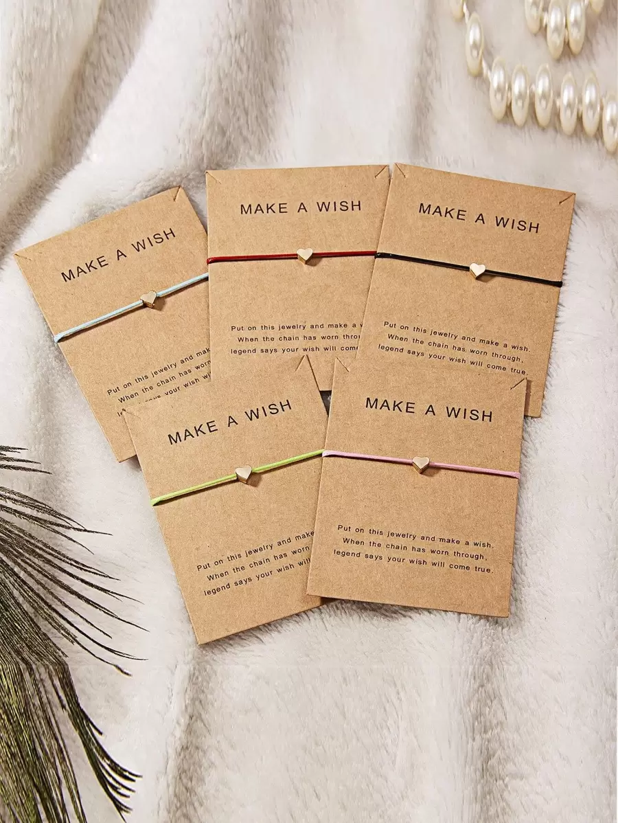 SHEIN X Lucía Bellido 5 chiếc vòng tay trang trí trái tim - Nhiều màu - Xem 1