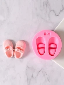 1pc Shoes Design DIY Silicone Mold, Simple Bow & Shoes Design Silicone Mold For DIY - Pink - View 2