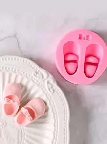 1pc Shoes Design DIY Silicone Mold, Simple Bow & Shoes Design Silicone Mold For DIY - Pink - View 3