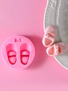 1pc Shoes Design DIY Silicone Mold, Simple Bow & Shoes Design Silicone Mold For DIY - Pink - View 5