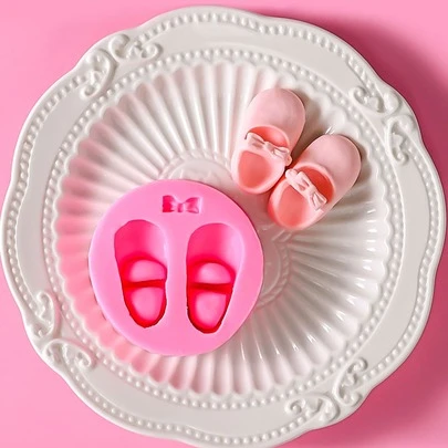 1pc Shoes Design DIY Silicone Mold, Simple Bow & Shoes Design Silicone Mold For DIY