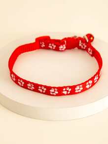 1入足印吊墜寵物項圈,適用於小貓/狗散步 - 紅白色 - 查看 2