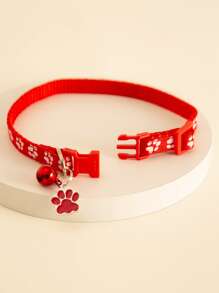 1入足印吊墜寵物項圈,適用於小貓/狗散步 - 紅白色 - 查看 3