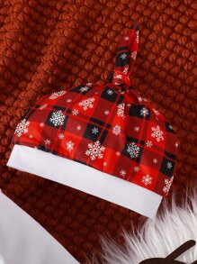 Baby Christmas Slogan And Tree Print Bodysuit & Sweatpants - Red and White - View 3