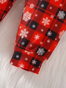 Baby Christmas Slogan And Tree Print Bodysuit & Sweatpants - Red and White - View 8