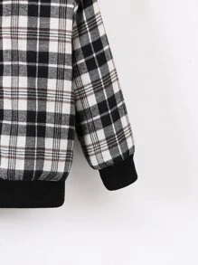 小男童格紋印花毛絨內襯連帽夾克