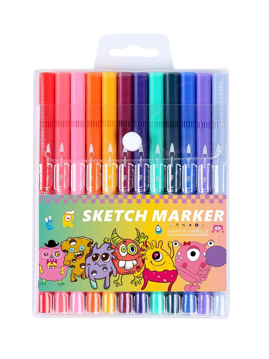 12入組雙頭混色馬克筆 - 彩色 - 查看 1