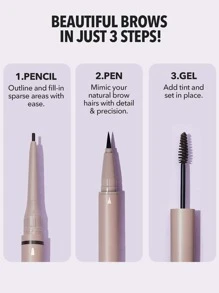 SHEGLAM So Abrowsing Brow Kit-Auburn 3 In 1 Waterproof Eyebrow Gel Pencil Pen Set Extra-Fine Natural Shaping Outlining Filling Eyebrow Makeup Brown Eyebrow - Auburn - View 3