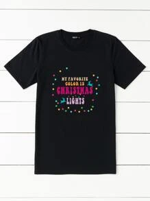 Calvaya Áo thun Plus size Giáng sinh Slogan Giải trí - màu đen - Xem 3