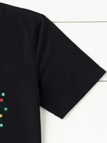 Calvaya Áo thun Plus size Giáng sinh Slogan Giải trí - màu đen - Xem 4