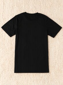 SHEIN LUNE 大碼卡通圖案T恤 - 黑色 - 查看 2