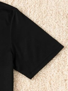 SHEIN LUNE 大碼卡通圖案T恤 - 黑色 - 查看 5