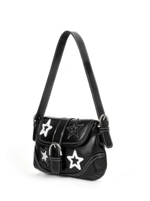 SHEIN ICON Túi vai Khóa Đồ họa Đúng mốt - màu đen - Xem 6