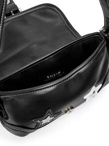 SHEIN ICON Túi vai Khóa Đồ họa Đúng mốt - màu đen - Xem 9