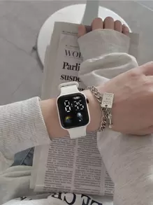 1 块方形电子表和 1 块手链作为返校学生的礼物 - 白色 - 查看 1