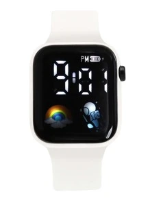 1 块方形电子表和 1 块手链作为返校学生的礼物 - 白色 - 查看 2