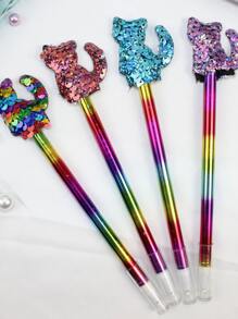 4 Ngẫu nhiên Giáng sinh Mèo Kim sa Nhựa Bút Gel - Nhiều màu - Xem 2