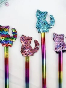 4 Ngẫu nhiên Giáng sinh Mèo Kim sa Nhựa Bút Gel - Nhiều màu - Xem 3