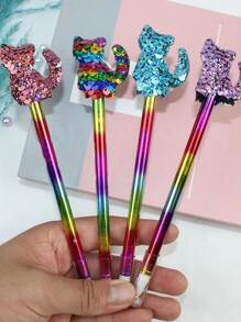 4 Ngẫu nhiên Giáng sinh Mèo Kim sa Nhựa Bút Gel - Nhiều màu - Xem 4