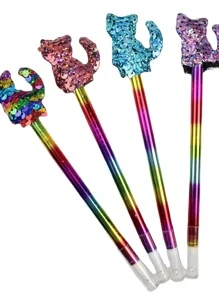 4 Ngẫu nhiên Giáng sinh Mèo Kim sa Nhựa Bút Gel - Nhiều màu - Xem 1