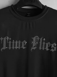 Manfinity Hypemode Men Letter Graphic 2 In 1 Tee - Black - View 6