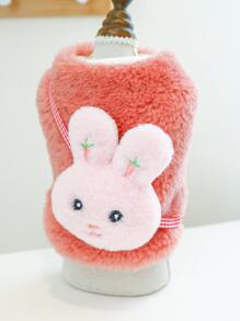 1 pieza Abrigo para mascota con diseño de conejo felpa - Rosa - Ver 2