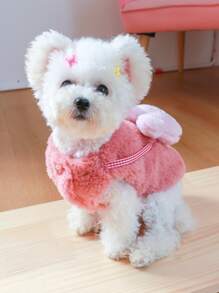 1 pieza Abrigo para mascota con diseño de conejo felpa - Rosa - Ver 3