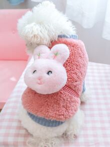 1 pieza Abrigo para mascota con diseño de conejo felpa - Rosa - Ver 4
