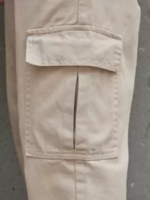 Claim Dot 男士棉質拉鍊口袋抽繩腰帶貨褲直筒洗水深色牛仔褲運動休閒單色卡其色外出街頭穿著男友禮物