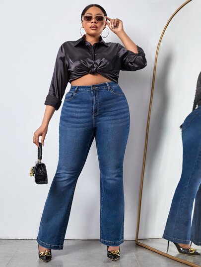 Plus High Waist Flare Leg Jeans