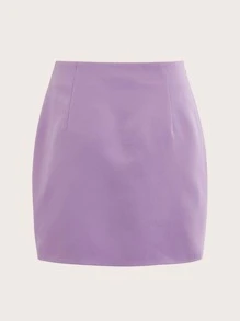 SHEIN BAE Váy nữ Dây kéo màu trơn Giải trí - Màu Lilac Tím - Xem 1
