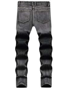 Men Ripped Skinny Jeans - Dark Grey - View 2