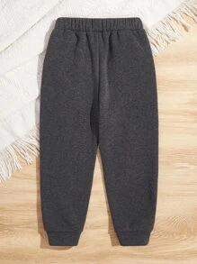 SHEIN 小女童毛絨內襯彈性腰帶衛褲