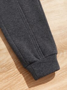 SHEIN 小女童毛絨內襯彈性腰帶衛褲