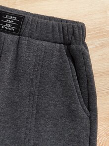 SHEIN 小女童毛絨內襯彈性腰帶衛褲