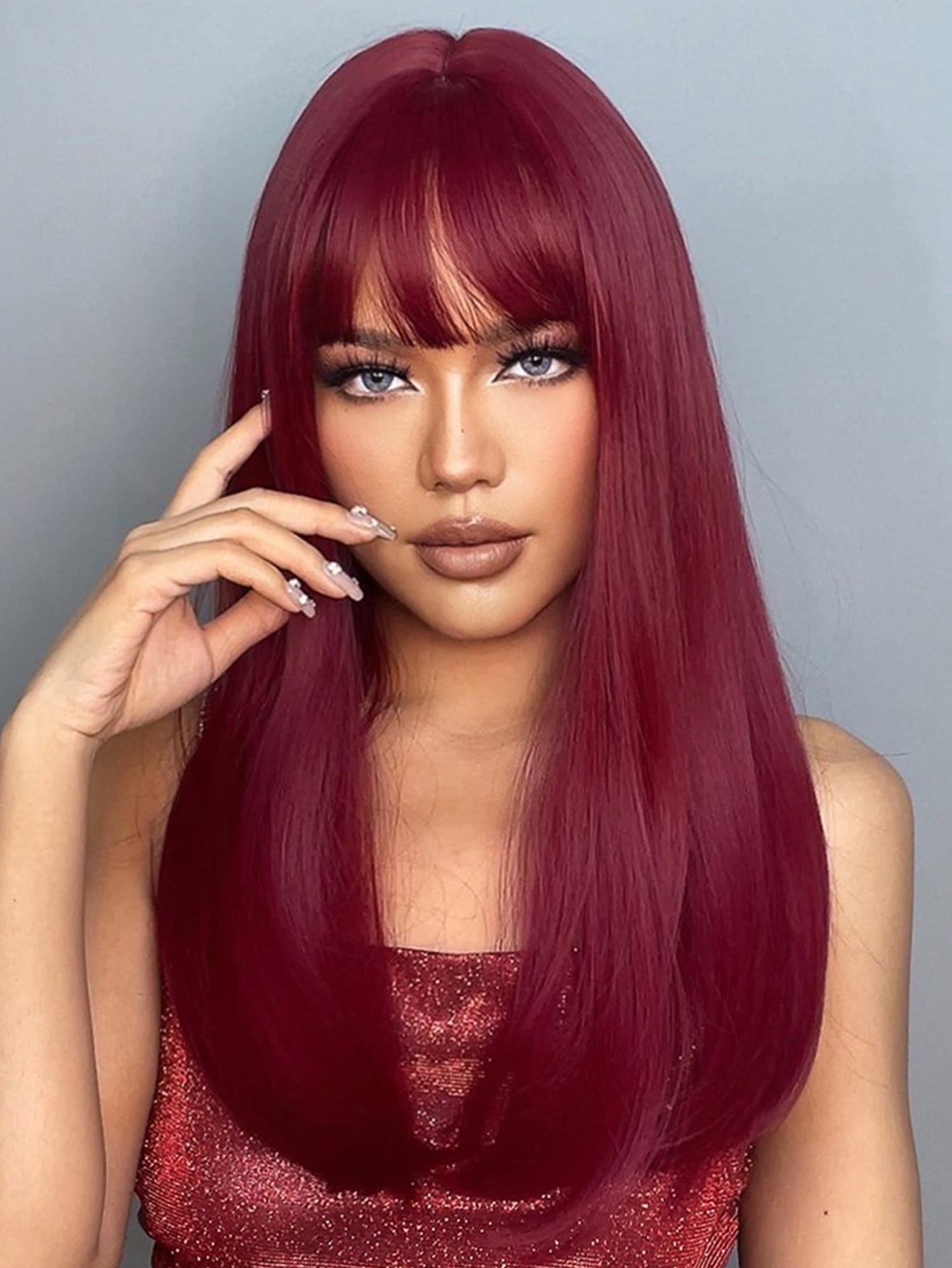 Medium Straight Synthetic Wig With Bangs