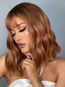 Pelucas multicolor onduladas y rizadas, bellas y con estilo de moda para damas. Pelucas sintéticas resistentes al calor para uso diario y fiestas. - Marrón - Ver 5