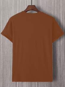 Manfinity Homme 男士撞色鹿角刺繡T恤無項鏈 - 彩色 - 查看 2