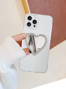 Clear Phone Case With Heart Mirror Stand-out Phone Grip - Clear - View 3