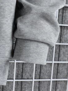 Manfinity Dauomo Men Slant Pockets Zip Up Drawstring Thermal Hoodie - Light Grey - View 3