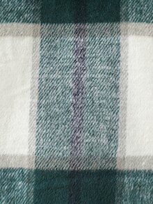 小男童格紋雙口袋毛絨內襯連帽牛角扣大衣