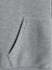 Manfinity Dauomo Men Slant Pockets Zip Up Drawstring Thermal Hoodie - Light Grey - View 6