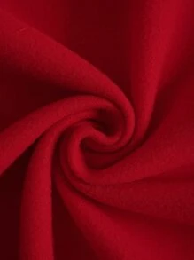 SHEIN EZwear 素色抽繩前口袋拉鏈開襟加絨內裏運動衫 - 紅色 - 查看 5
