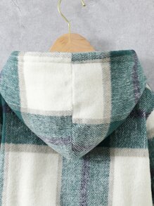 小男童格紋印花毛絨內襯連帽夾克