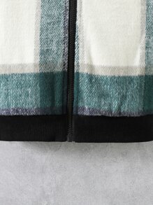 小男童格紋印花毛絨內襯連帽夾克