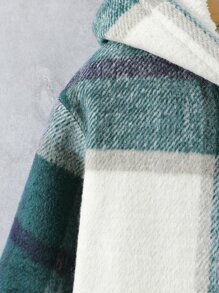 小男童格紋印花毛絨內襯連帽夾克