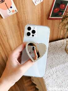 Clear Phone Case With Heart Mirror Stand-out Phone Grip - Clear - View 5