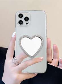 Clear Phone Case With Heart Mirror Stand-out Phone Grip - Clear - View 7