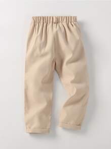 SHEIN 青少年男孩馬繡斜口口袋錐形褲